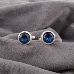 Natural London Blue Topaz Statement Luxury Formal Cufflinks 925 Sterling Silver