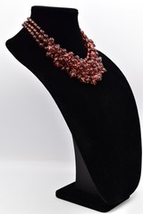 Yosca Vintage Amber Lucite Bead Cluster Statement Necklace Bib Signed 80s Bin3B