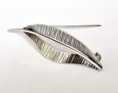 Brooch Leaf 835 Silver THEODOR KLOTZ Pforzheim “TEKA” Z762