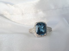 Vintage Sterling Silver 925 Natural Heated London Blue Topaz Ring Size 7