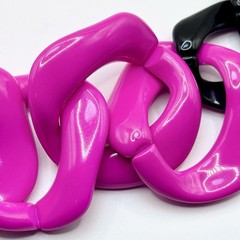 Vintage Lucite Acrylic Statement Necklace Chunky Pink Black Retro Y2K 26-28”