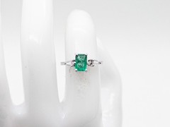 Vintage 1940s $4000 1.50ct AAA+++ Colombian Emerald Diamond 14k White Gold Ring