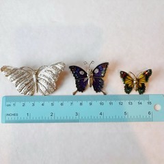 Vintage Butterfly Brooch Lot 7pc BSK Sterling Mexico 925 Enamel Rhinestone