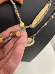 Vtg. Polished Stone Necklace Fall Autumn Jewel Long Moon Bead Beaded Boho Strung