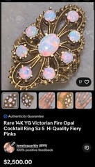 Antique 10k W Gold Vivid Pink Filigree Carved Etch Ring Nouveau Edwardian 2.25g