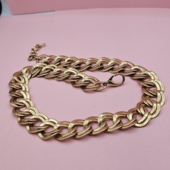 Vintage Goldtone Chunky Curb Link Chain Necklace Adjustable 20″ Biker Punk