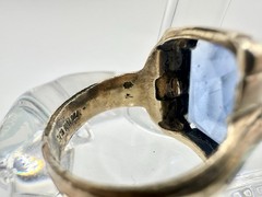 Antique Old VTG 10k Gold Filled Signed Ring SZ11 Blue Glass Damage 9.3gram READ