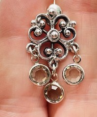 Filigree Dangle Drop Double Clover Chandelier Clip/Screw Hinged Backs Earrings