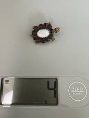 Antique Victorian Turtle Pin With Garnet Opaline Glass Gold Tone C Clasp 1” Cute