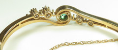 Antique Art Deco Colombian Emerald Diamond Bangle Bracelet 17K Rose Gold 6.25IC