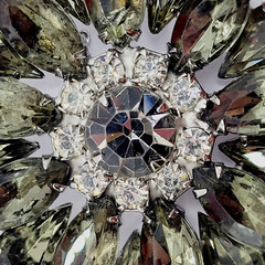 Possible D&E Juliana Green Smoky Navette Rhinestone Starburst Brooch Unsigned