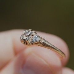 Antique 14k Solid Yellow Gold Engraved Natural Diamond Ring – Size 7.25 1.78g