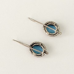 Vintage 925 Sterling Silver Genuine Blue Topaz Dangle Earrings