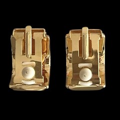 VTG Hermes Lion Motif Enamel Clip-On Earrings Cloisonne Gold Plated w/Box Used
