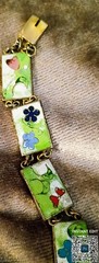 Vintage Robert kuo cloisonne Tile Gold Plated Bracelet Excellent Condition