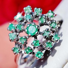 14k white gold sz 6.5 ring 1.00ct natural, treated emerald 1890s Italian 4.7gr