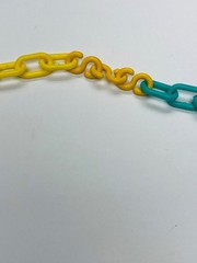 Vintage Bell Charm Chain Necklace Yellow & Green 1980s Jewelry Pop Culture BIN78