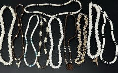 Vintage Y2K 90s Puka Shell Heishi Necklace Lot (10) Surfer Hawaiian Summer Beach