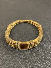 Machine Age Brass Architectural Modernist Geometric Links Panel Bracelet 7-3/8”