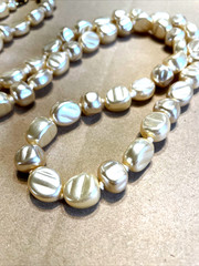 Vintage Glass Pearl Necklace Rhinestone Clasp 32” Estate Knotted