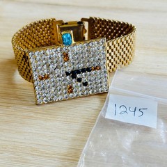 VTG Sonia Demaria Italy Bracelet Wristwatch Chunky rhinestone LDeMaria Couture