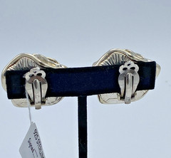 VTG 925 Sterling Silver Rose Statement Clip On Earrings 1.25″ Diameter NOS 23.2g