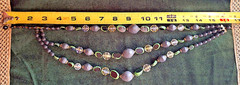 Vtg Resin & Lucite Green Black Clear 3 Strand Necklace Czech crafted in Germany