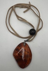 Baltic Amber Dried Plant Resin Adjustable Rope Necklace 925 Bail (22.83g)