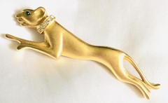 Vintage Signed Jackie Collins Leaping CAT/PANTHER Pin/Brooch,FJT