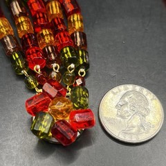 Vintage W Germany Colorful Layered Necklace 15” Choker Collar Multi Strand Beads