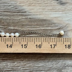 Cultured Freshwater Pearl & Rhinestone Short Beaded Necklace Knotted Between