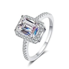 2.5Ct VVS1 Emerald Cut Lab-Created Diamond Engagement 14K White Gold Finish Ring