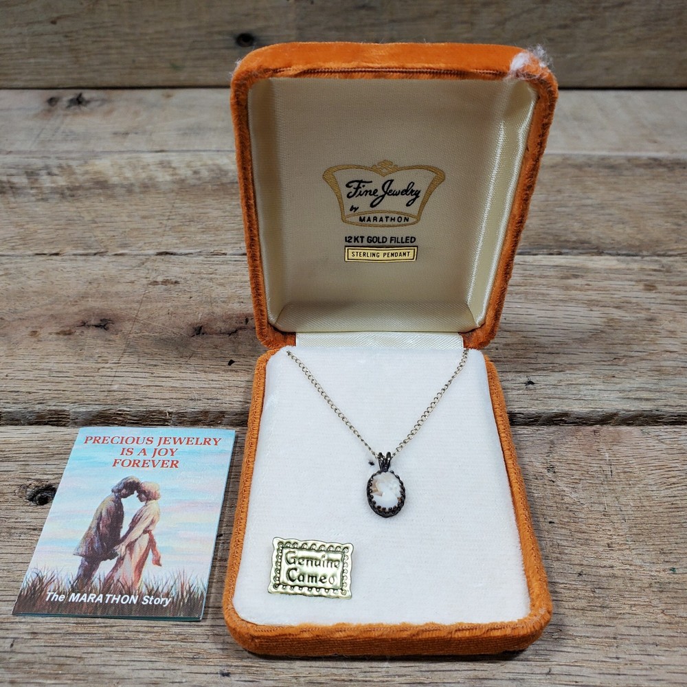 Marathon Fine Jewelry 12 KT Gold Filled Sterling Pendant Genuine Cameo
