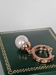 Vintage 1990-s 14 Ct Rolled Gold Pearls / Zircons Earrings – Hallmarked 585 RG