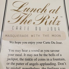 Lunch At The Ritz Pierced Earrings Masquerade With Moon New On Menu Card 1993