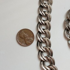 Vintage Silver Tone Double Link Necklace & Bracelet with Hinged Clip Clasp