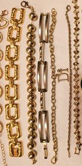 Vintage Gold Tone Bracelet Lot OF 10 Estate Costume Jewelery Links LooP DI B85