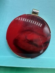 Vintage 1960s-1970s LANVIN PARIS 2-tone Black-Red Lucite MODERNIST PENDANT Only