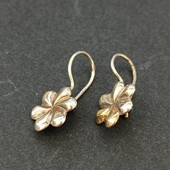 Vintage Soviet Gold Wash 875 Silver Earrings USSR Russian Floral Dangle Vermeil