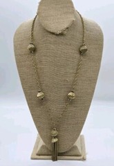 Tassel necklace 28 in CLASSY Deco Link Fringe Gold tone Tassel Vintage