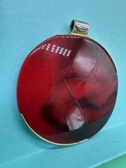 Vintage 1960s-1970s LANVIN PARIS 2-tone Black-Red Lucite MODERNIST PENDANT Only