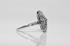 1/4Ctw White Round Cut Antique Retro Style Engagement Weding Ring In 925 Silver