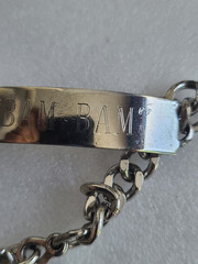 34.2g Vintage Cuban Link Sterling Silver ID Vtg Bracelet BAM-BAM Monogram 8″