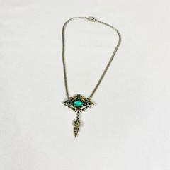 Vintage Art Deco Revival Flux Stone Lavalier Choker Necklace 15in C17