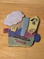 Vintage Picasso Style Abstract Art Pottery Ceramic 3D Art Cubist Face Unique