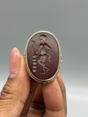 Ancient Greek Mythology Hermes Mercury Intaglio Carnelian Sterling Silver Ring