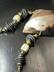 Large Vintage Abalone Shell Islander Necklace Bold Statement Piece