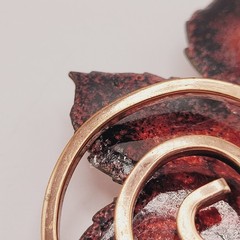 Vintage Matisse Leaf Brooch and Clip On Earrings Copper Enamel Vintage 1950s Set