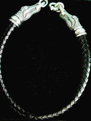 Barry Kieselstein Cord 925 Silver Alligator Head Braided Leather Choker Necklace