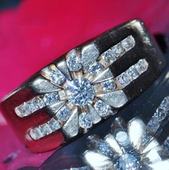 14k yellow gold 1.15ct natural diamond starburst ring sz: 10.5 vintage 10.3g